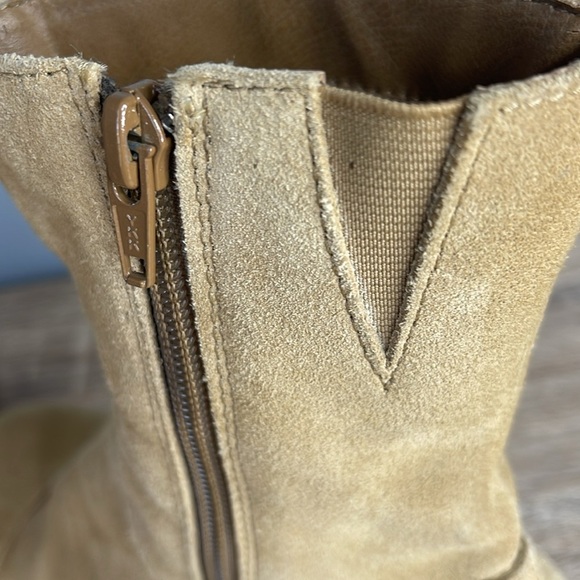 Vintage Y2K Transit Tan Suede Chunky Over Ankle Boots Square Toe Block Heel 38 - Picture 6 of 11